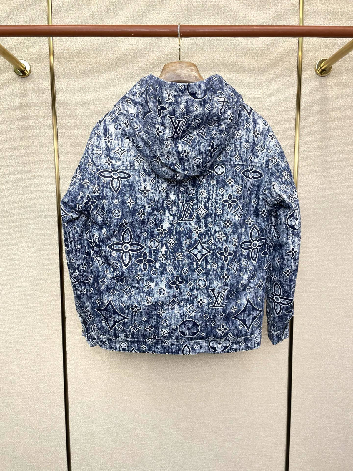 ALL-OVER JACQUARD ZIP-UP DENIM JACKET