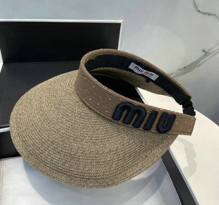 RAFFIA STYLE SUN VISOR WITH FRONT DETAIL