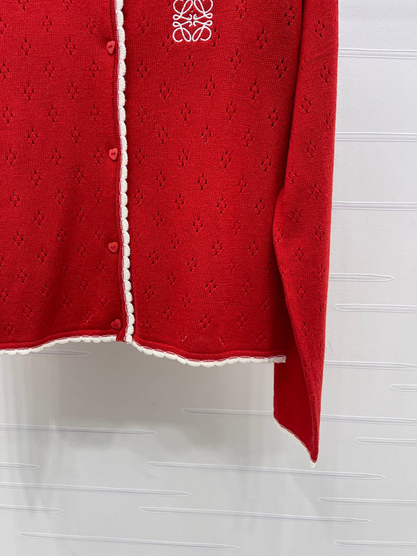 CONTRAST TRIM KNIT CARDIGAN