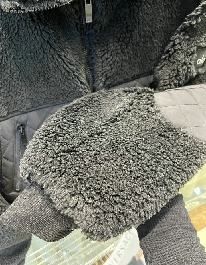 SHORT PLUSH JACKET WITH PADDED PANELS