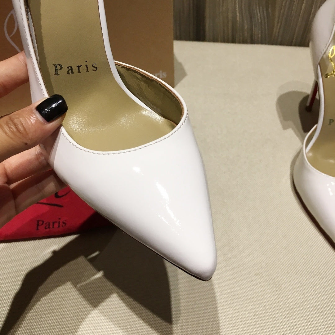 CLASSIC WHITE RED SOLE POINTED TOE PUMPS