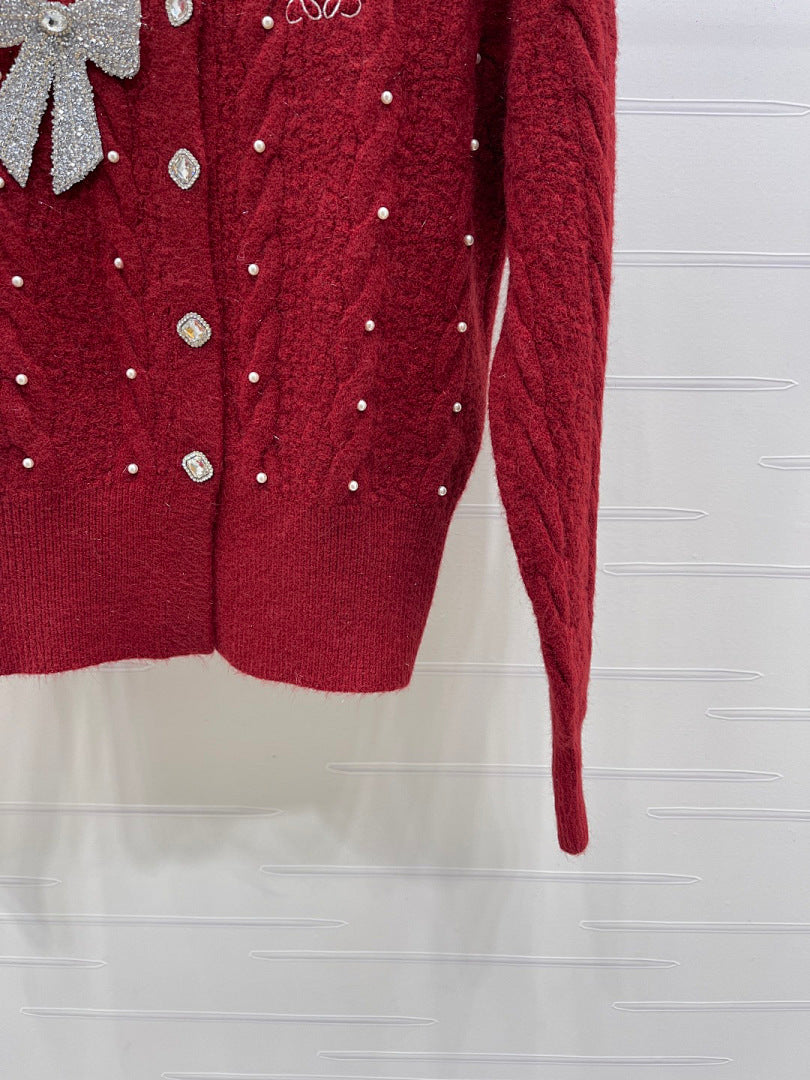 PEARL EMBELLISHED KNIT CARDIGAN