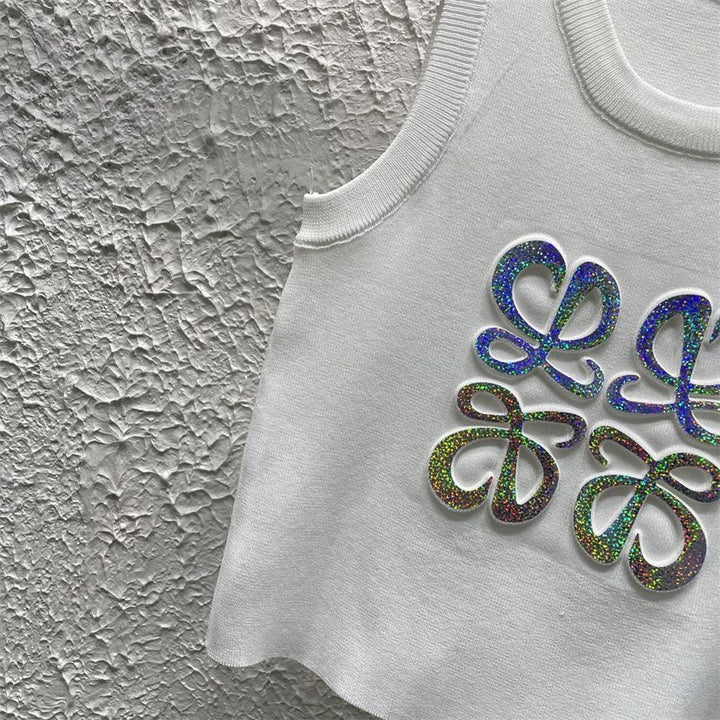 RAINBOW ANAGRAM EMBELLISHED KNIT TANK TOP