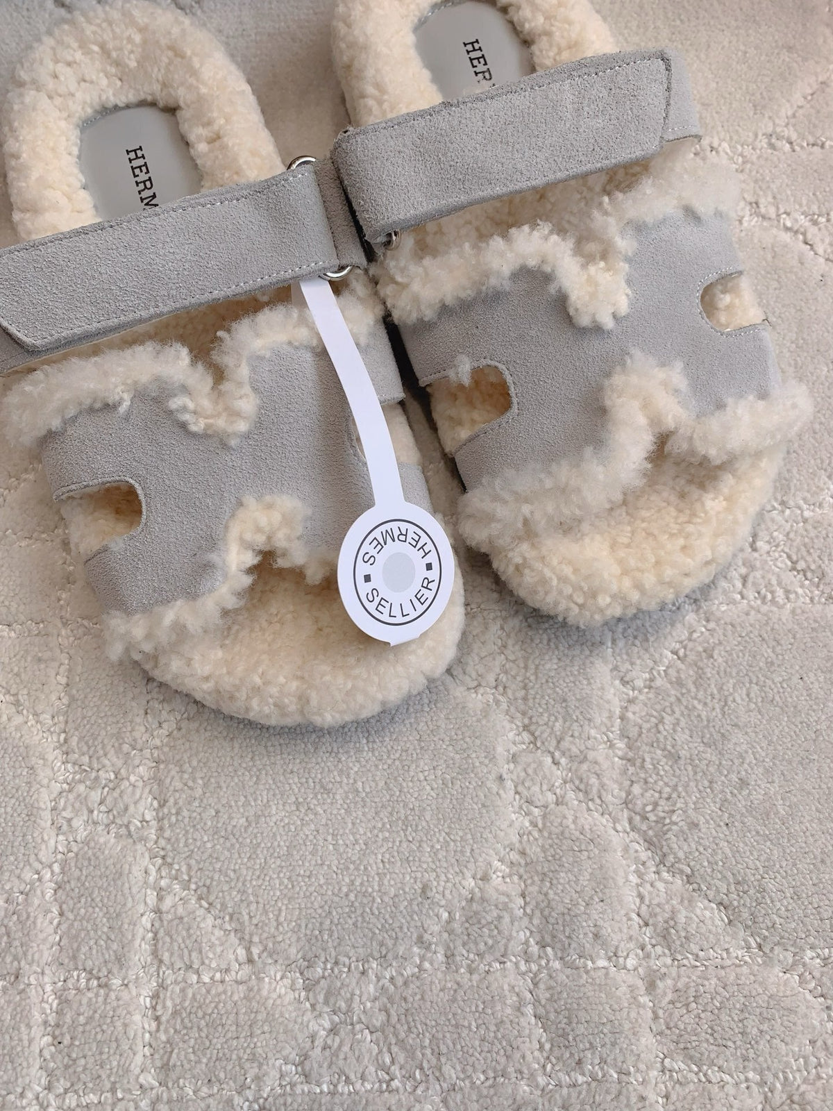 COZY SHEARLING STYLE SLIDES WITH ADJUSTABLE STRAP