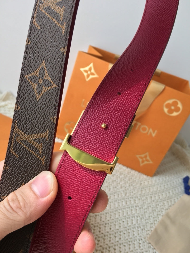 MONOGRAM CANVAS REVERSIBLE BELT WITH GOLD-TONE BUCKLE