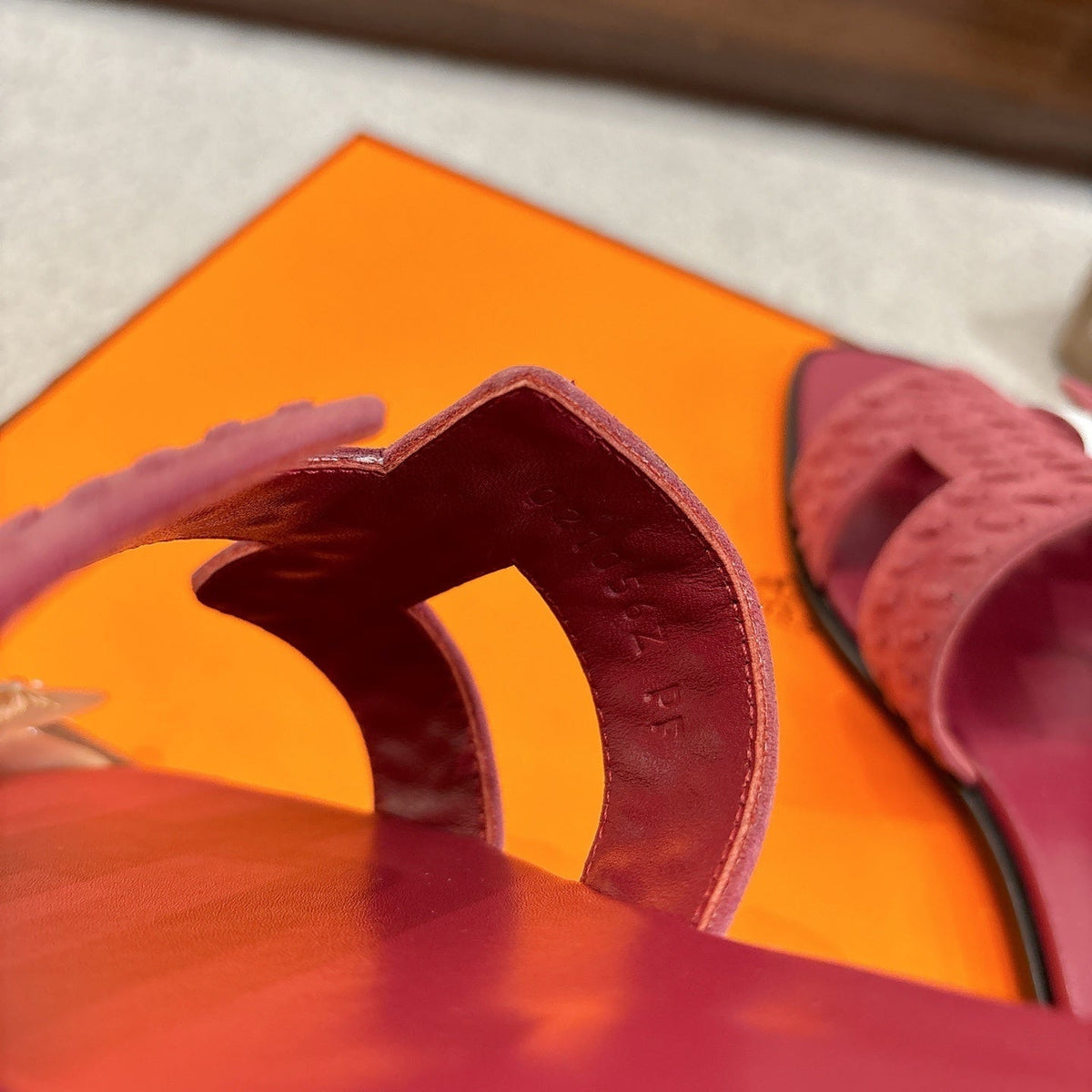 BURGUNDY SUEDE SLIDE SANDALS