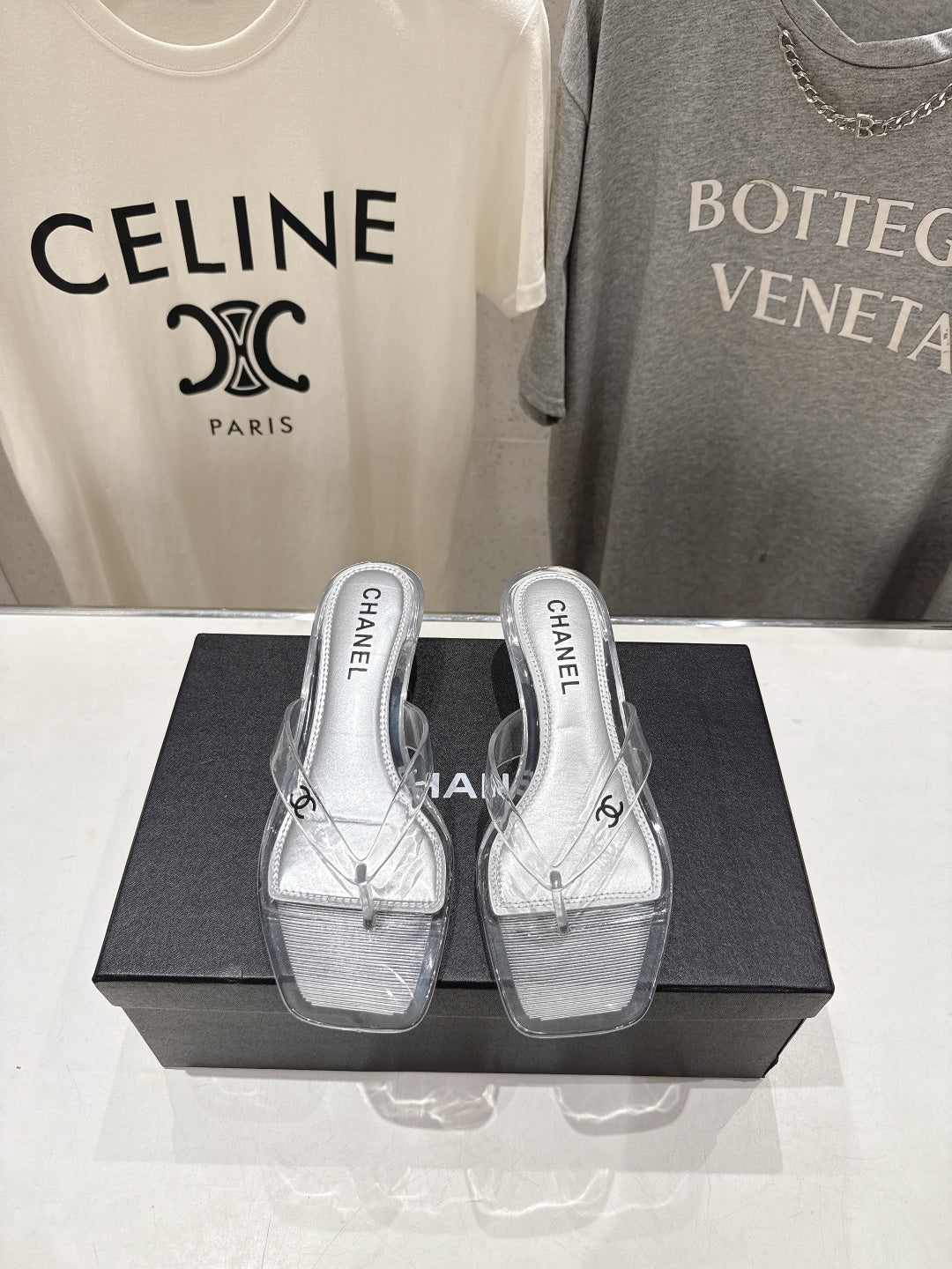 CLEAR MINIMALIST HEEL SANDALS