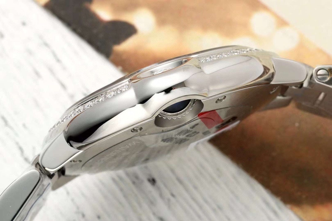 SILVER-TONE ROUND DIAL WATCH WITH PINK FACE