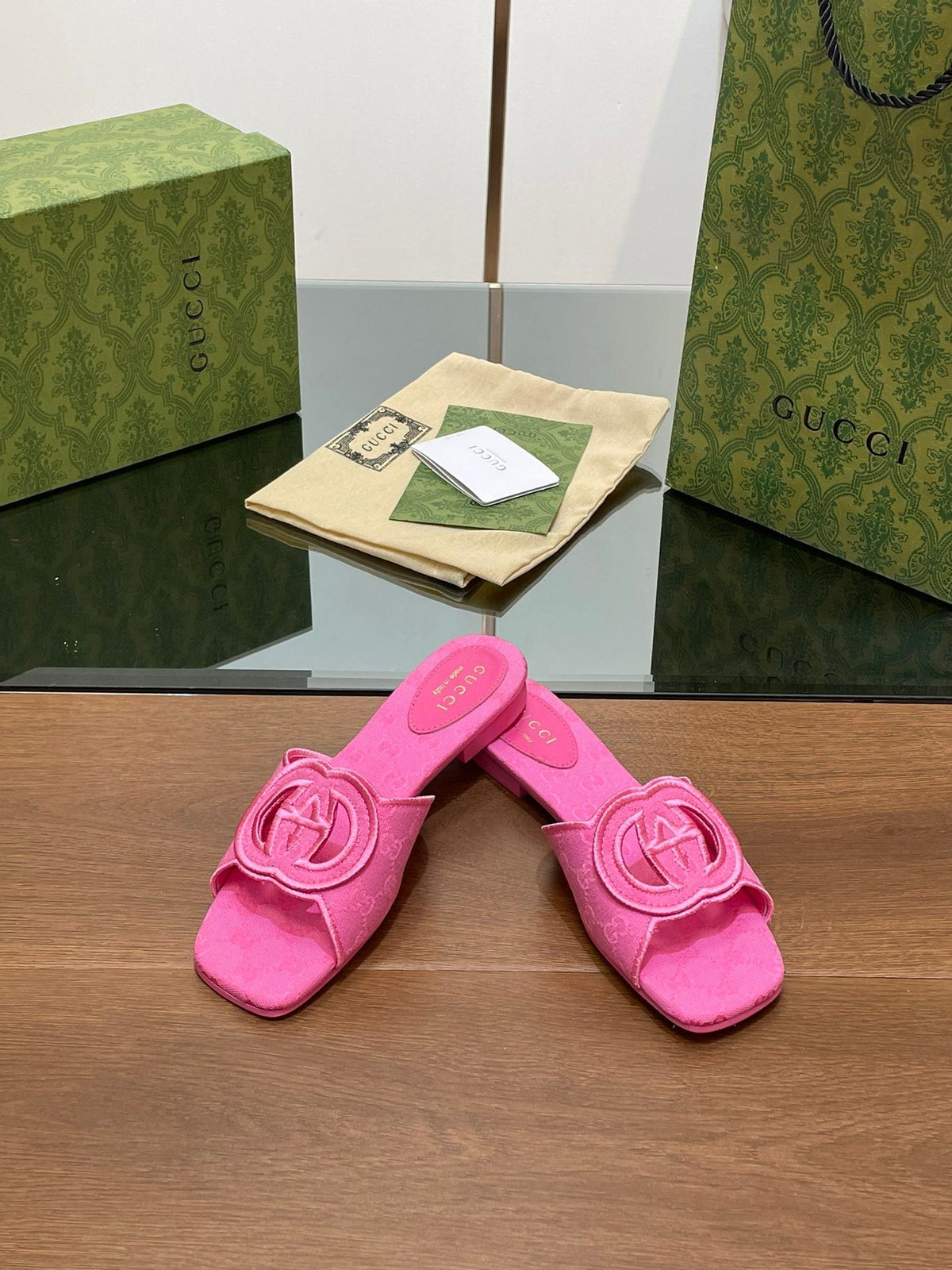 PINK EMBOSSED LOGO SLIDES