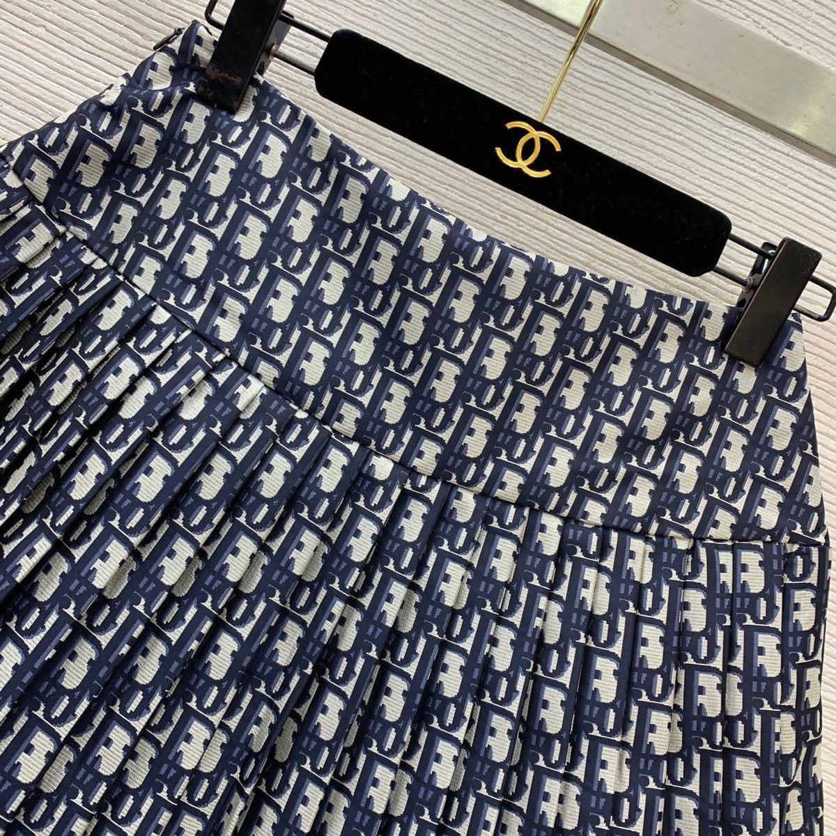 BLUE MONOGRAM PLEATED MINI SKIRT