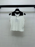 TEXTURED LOGO COLLARED SLEEVELESS TOP