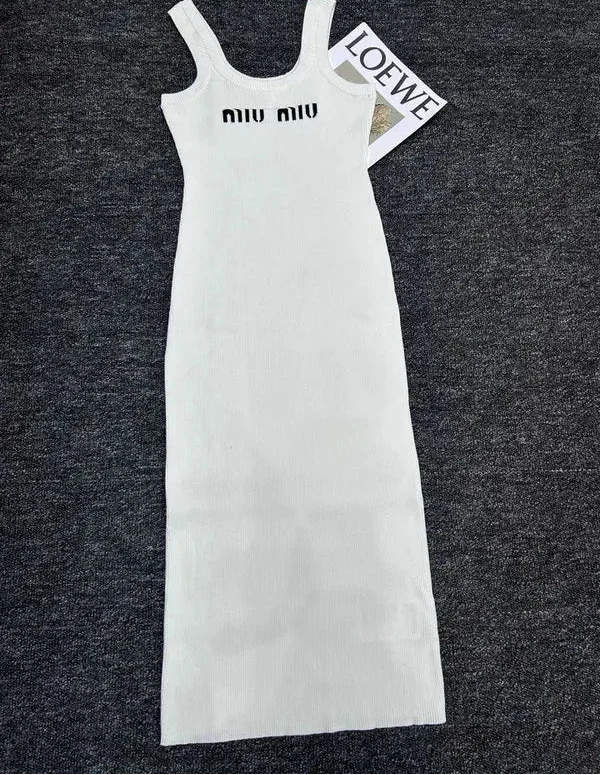 RIBBED LOGO MIDI TANK DRESS