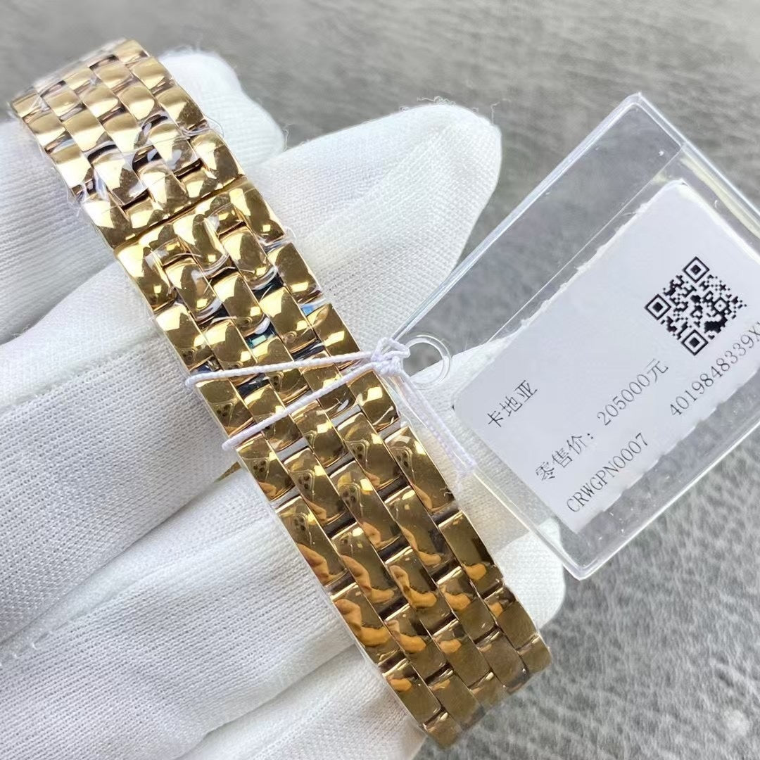 GOLD-TONE SQUARE DIAL WATCH