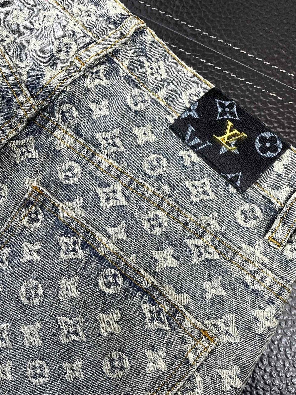 MONOGRAM JACQUARD STRAIGHT-LEG DENIM JEANS