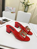 BLOCK HEEL SLIDES – RED GLOSS