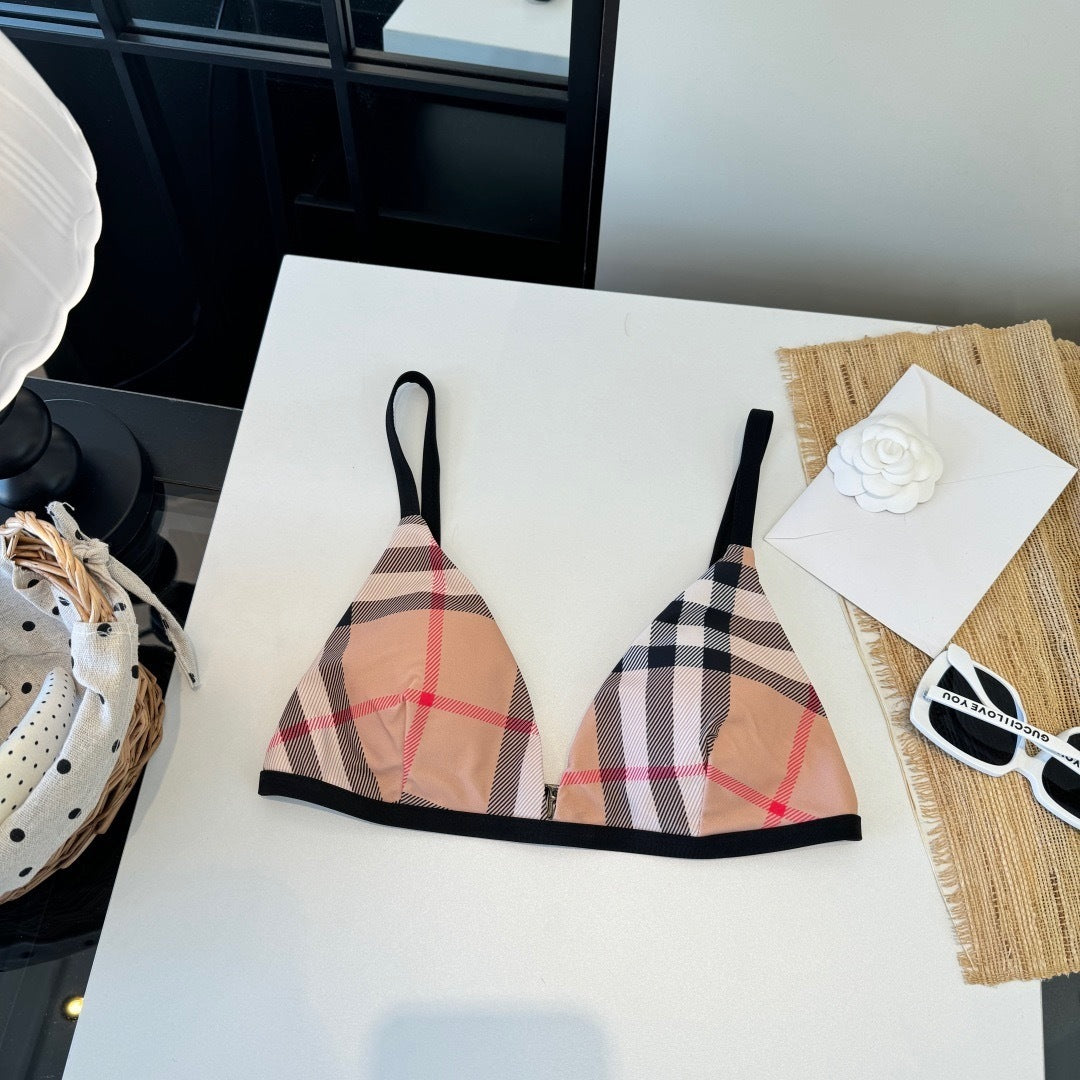 CLASSIC CHECK PRINT TRIANGLE BIKINI SET
