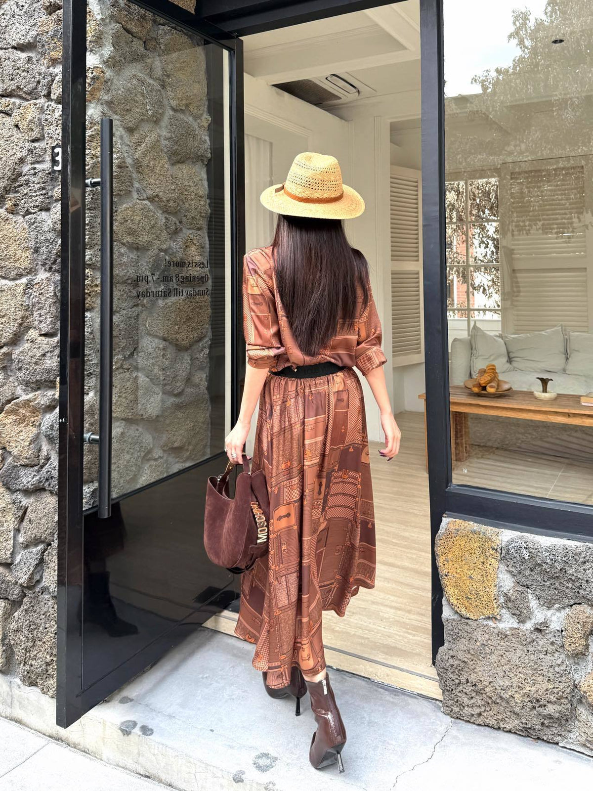 PRINTED BUTTON-FRONT MIDI DRESS WITH WAIST BELT
