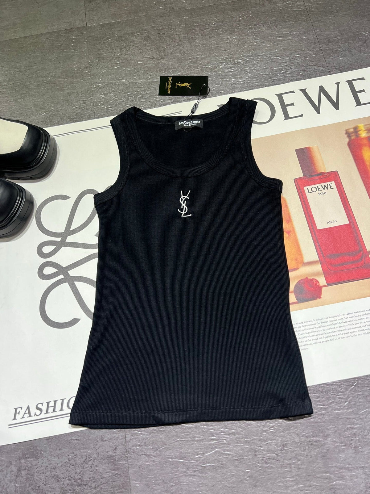LOGO RIBBED SLEEVELESS TANK TOP