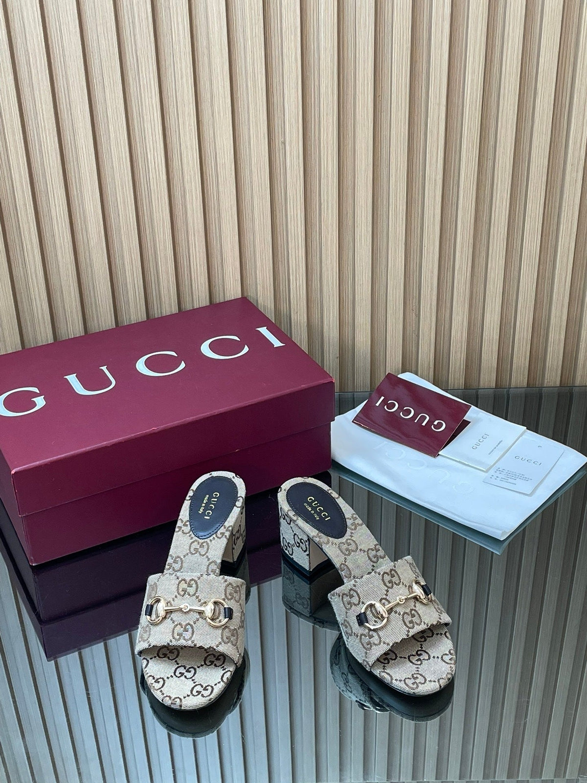MONOGRAM CANVAS HORSEBIT LOW HEEL MULES