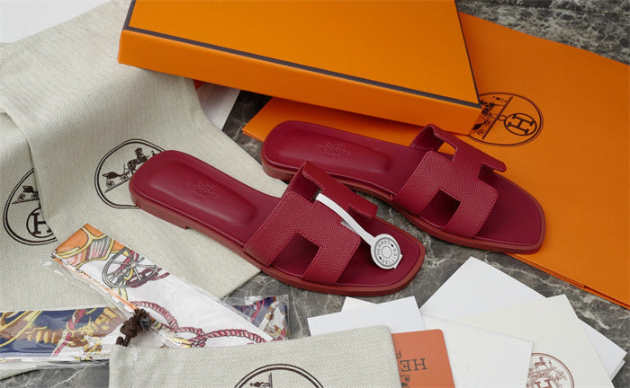 LUXE H-CUT LEATHER SLIDE SANDALS