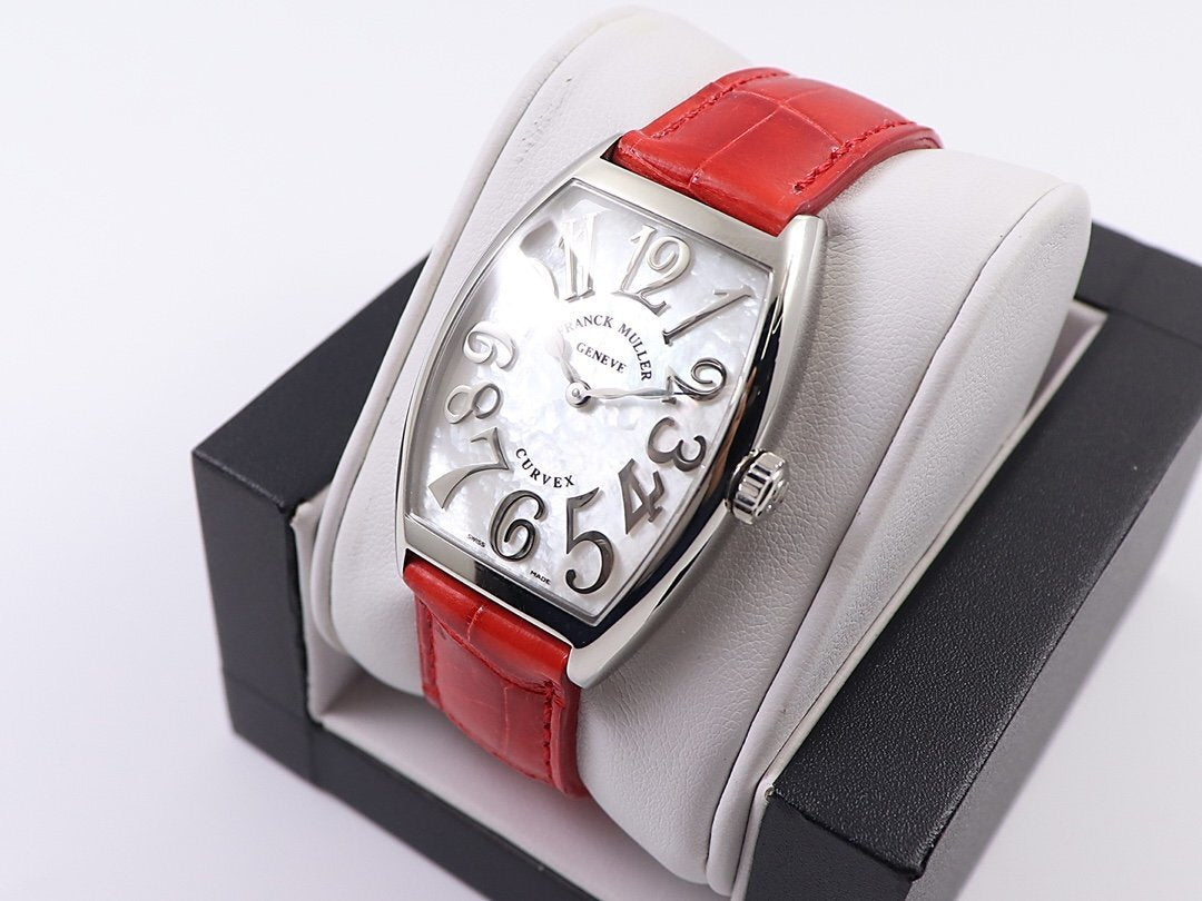 CURVED DIAL LEATHER STRAP WATCH