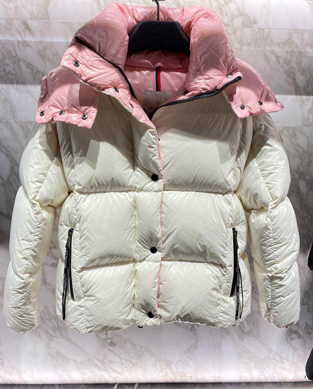 TWO-TONE HOODED QUILTED PUFFER JACKET