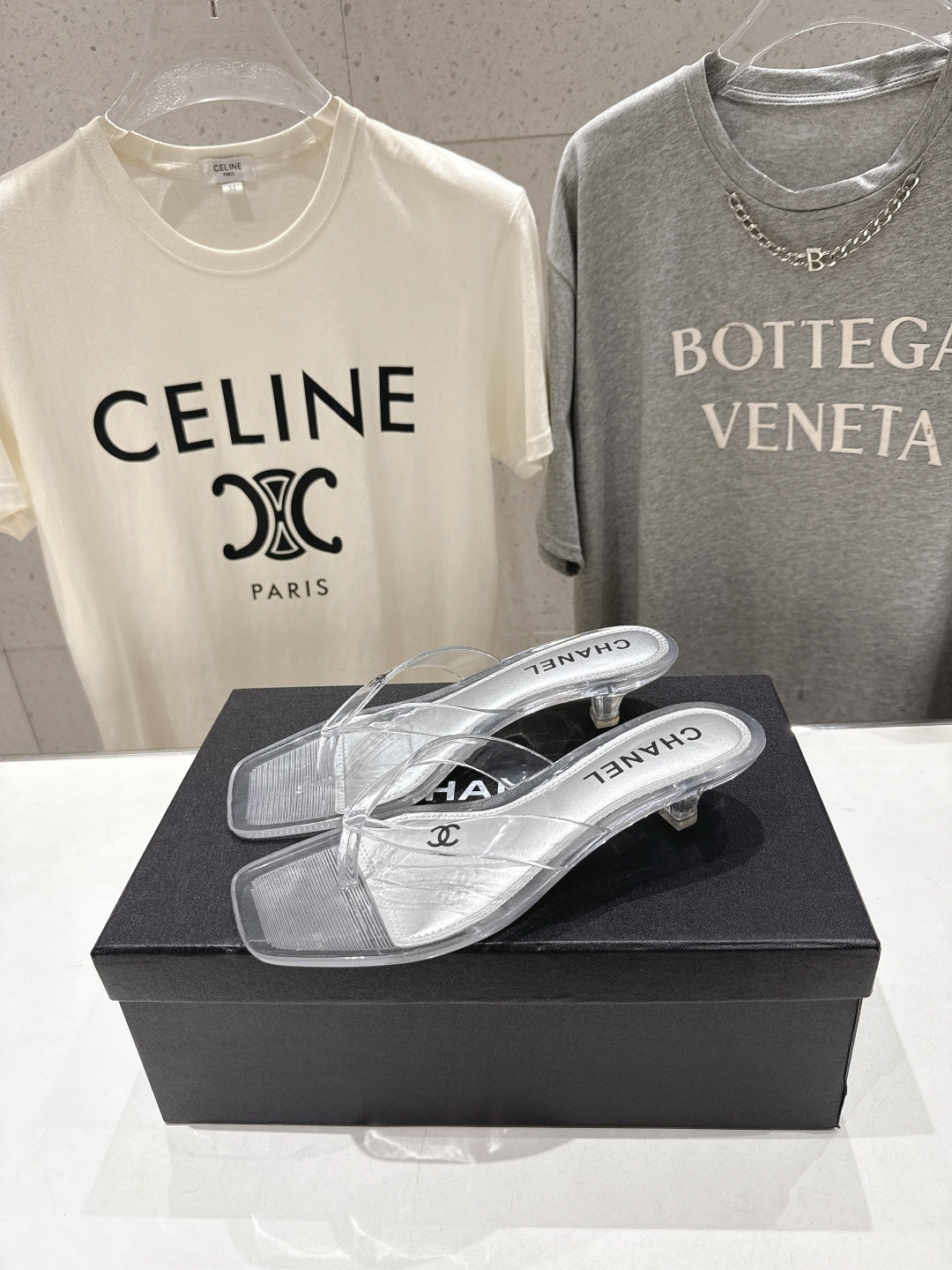 CLEAR MINIMALIST HEEL SANDALS