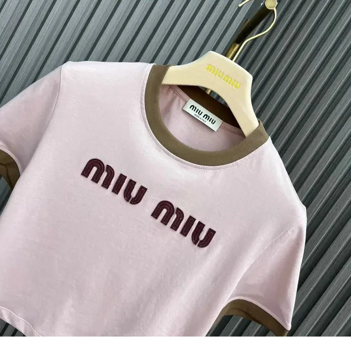 CONTRAST TRIM LOGO CROPPED T-SHIRT