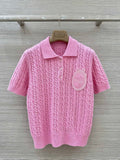 CABLE KNIT SHORT SLEEVE POLO