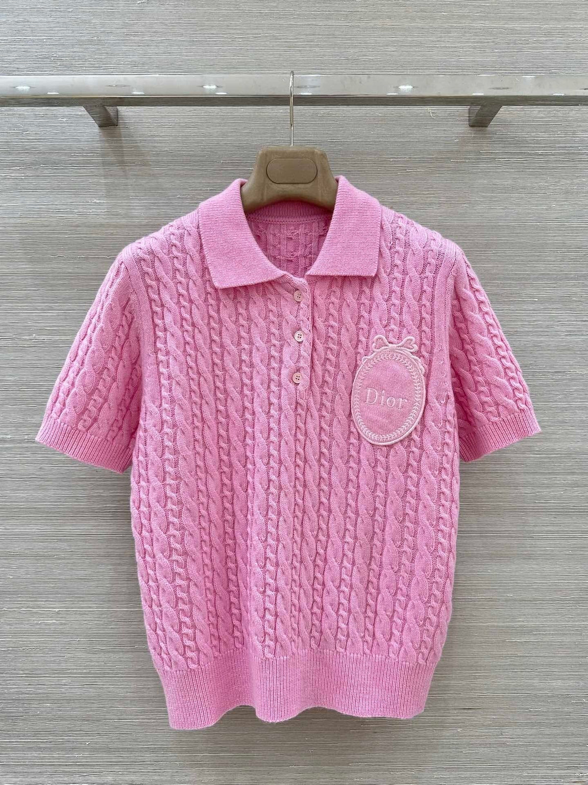 CABLE KNIT SHORT SLEEVE POLO