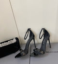 BLACK PATENT STRAPPY HEELS