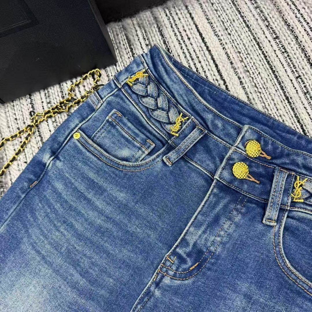 HIGH-WAIST BRAID DETAIL SKINNY JEANS