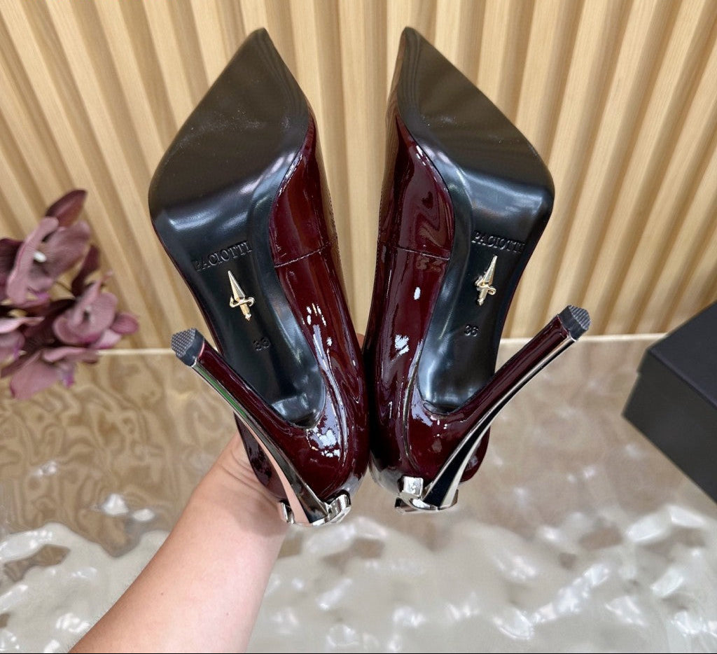 PATENT POINTED-TOE STILETTO PUMPS – DEEP BURGUNDY EDITION