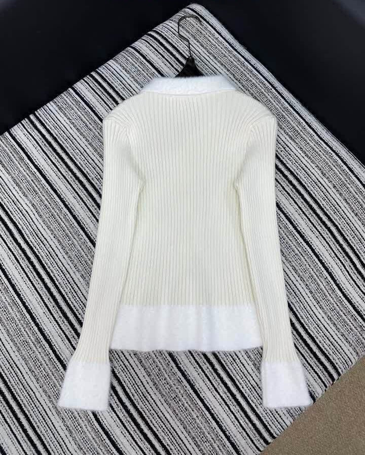 RIBBED KNIT CONTRAST CARDIGAN