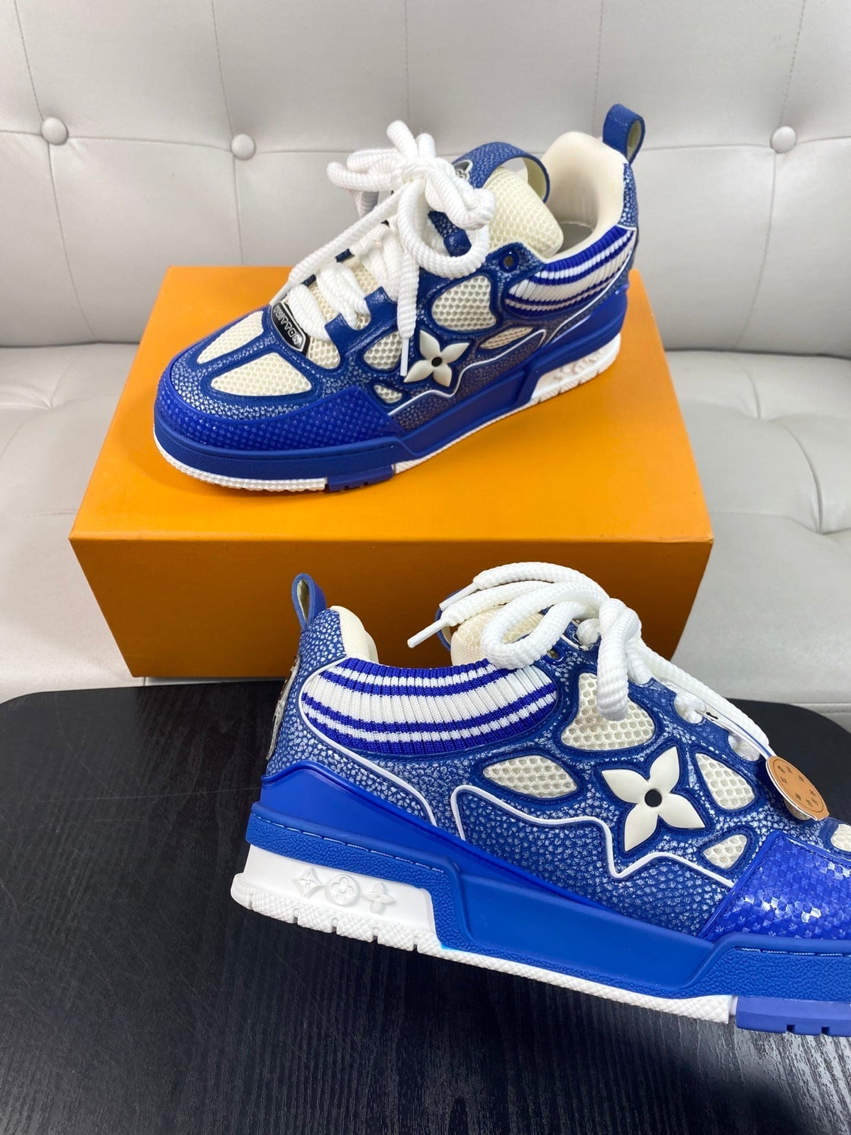 BLUE & CREAM CHUNKY SNEAKERS