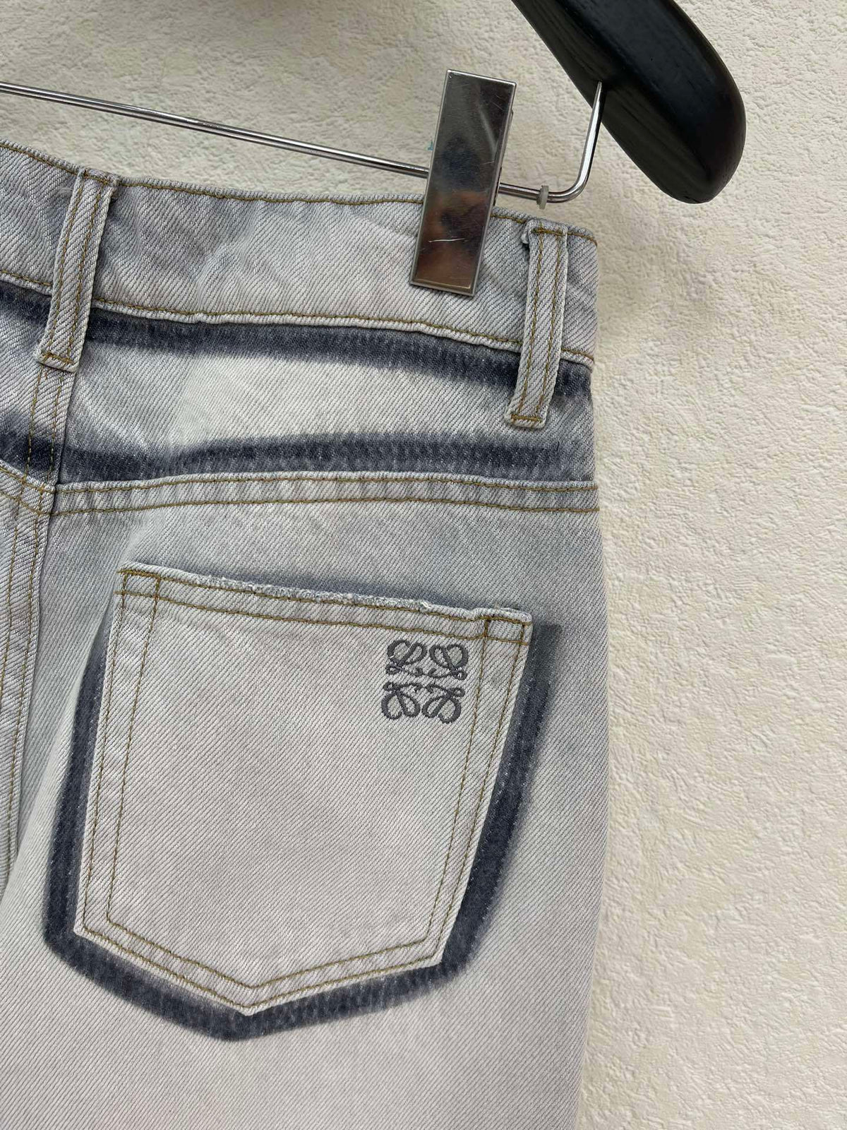 CRYSTAL EMBELLISHED WIDE LEG DENIM JEANS