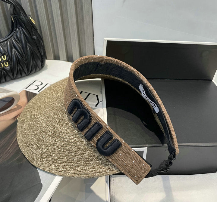 RAFFIA STYLE SUN VISOR WITH FRONT DETAIL