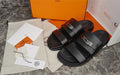 MINIMAL BUCKLE STRAP LEATHER SLIDE SANDALS