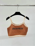 STRIPED LOGO KNIT CAMI TOP