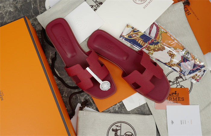 LUXE H-CUT LEATHER SLIDE SANDALS