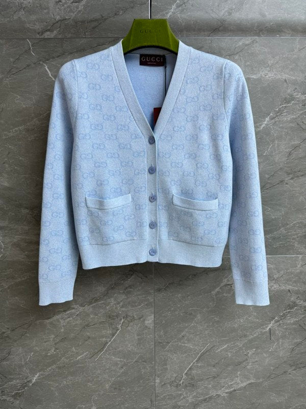 V-NECK MONOGRAM KNIT CARDIGAN