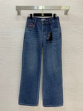 HIGH-WAIST STRAIGHT LEG DENIM JEANS
