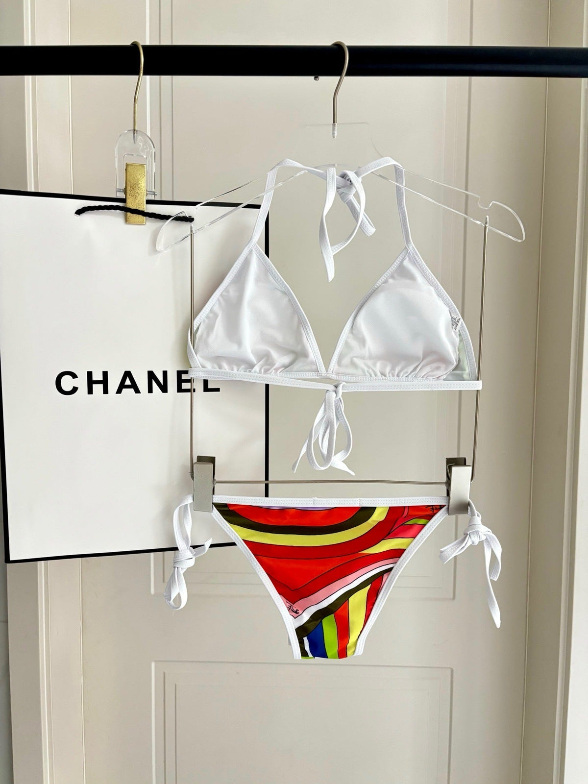 MULTICOLOR STRIPE TRIANGLE BIKINI SET