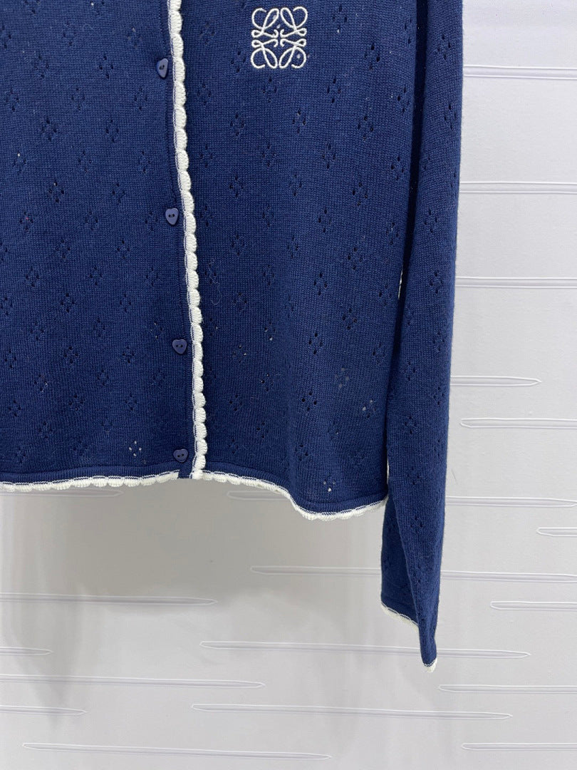 CONTRAST TRIM KNIT CARDIGAN