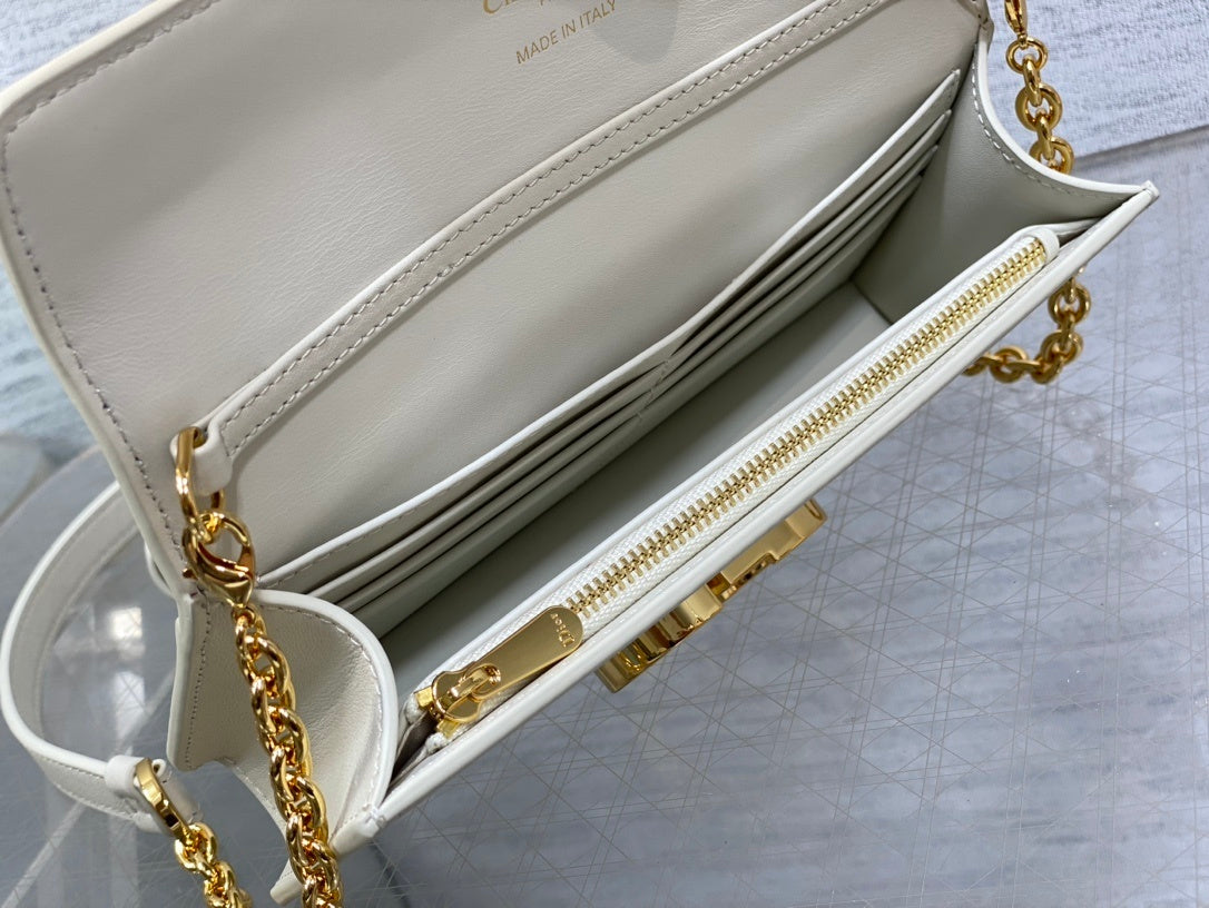 WHITE LEATHER MINI TOP-HANDLE BELT BAG