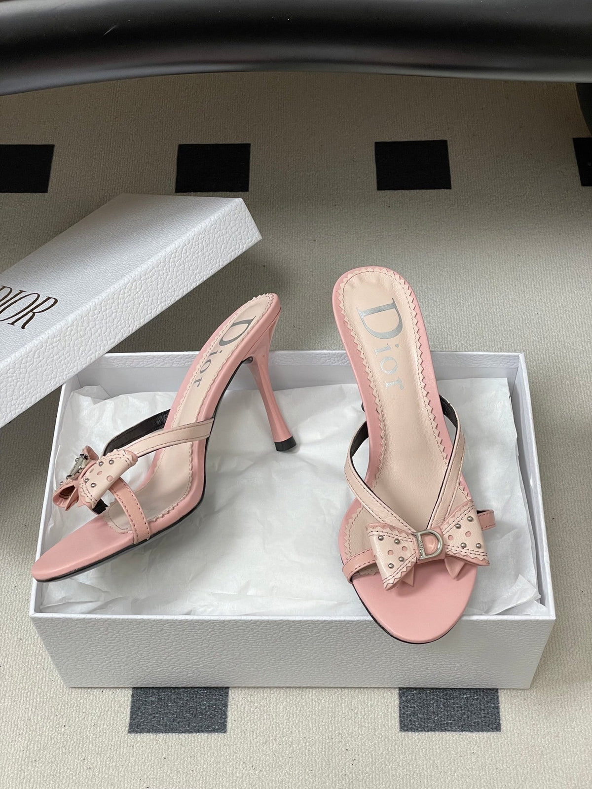 BLUSH PINK BOW DETAIL STRAP STILETTO SANDALS