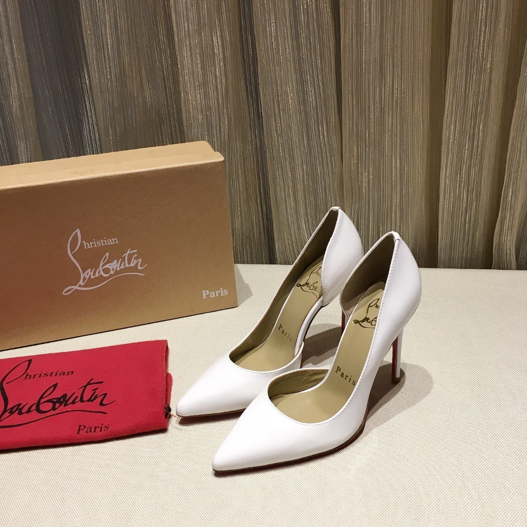 CLASSIC WHITE RED SOLE POINTED TOE PUMPS