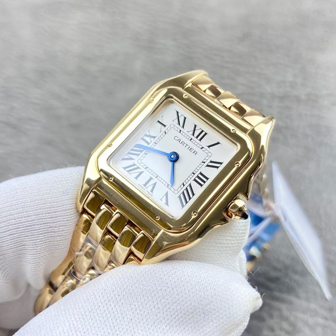 GOLD-TONE SQUARE DIAL WATCH