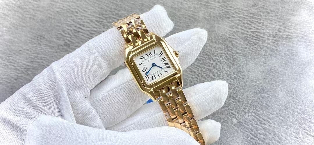 GOLD-TONE SQUARE DIAL WATCH