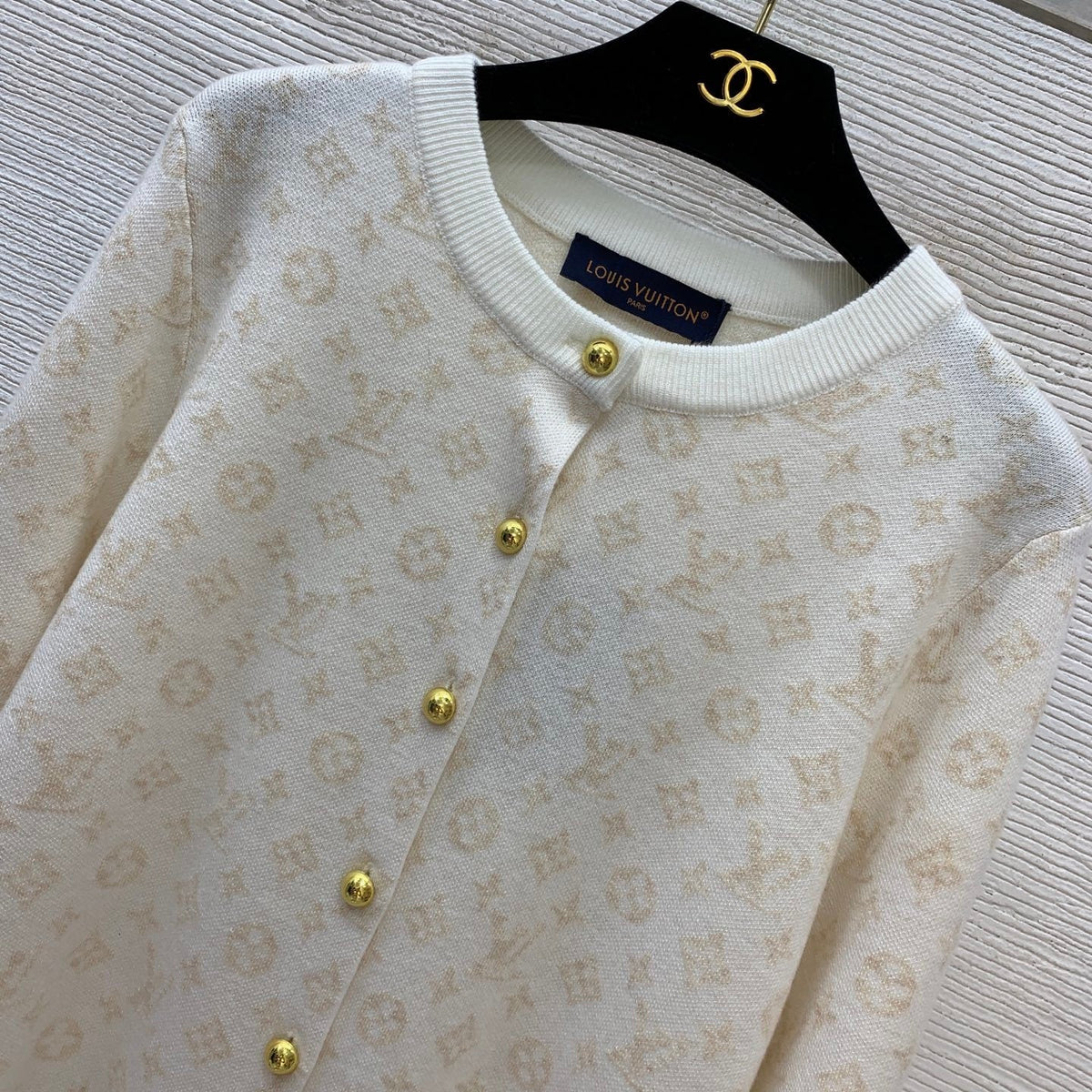 MONOGRAM KNIT BUTTON CARDIGAN